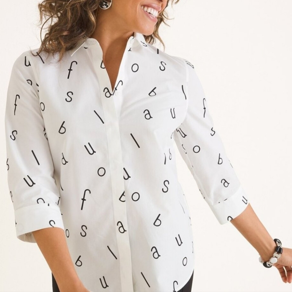 Chico's Alphabet Letter Print Shirt Size 1